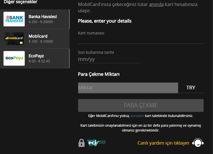 Mobil Bahis Para Çekme Sayfası